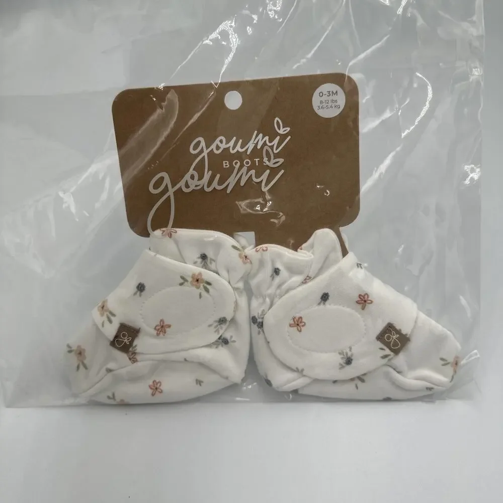 Goumi Baby‎ Booties Stay On Boot Organic Bamboo Floral Print Size 0-3 Months NEW